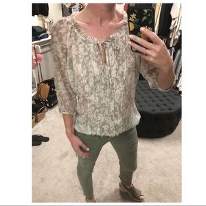 Express Sheer Floral Peasant Top